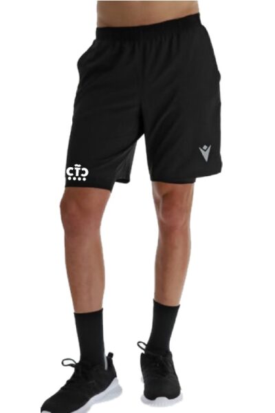 Pantalón corto premium con malla equipos Club Tenis Coruña negro frente